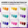 Version 1.0.0 ADHERE 12ml 9pcs Translucent Nail Gel Polish Kit, UV LED Gel Nail Polish, Soak Off Nail Varnish Gel Polish for Manicure Salon DIY Design at Home