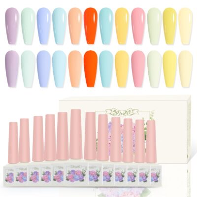 Version 1.0.0 ADHERE 12ml 12pcs Nail Gel Polish Set, UV LED Gel Nail Polish, Soak Off Nail Varnish Gel Polish for Manicure Salon DIY Design at Home