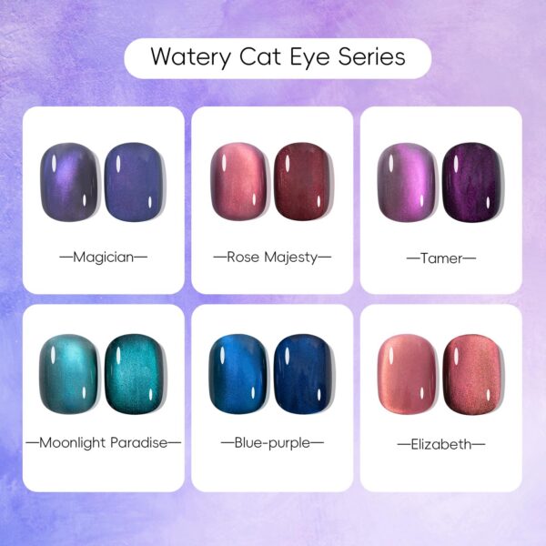 Version 1.0.0 Adhere 12ml 6pcs Cat Eye Magnetic Nail Polish Gel Set with Magnet Fine and Smooth Glitter Cat Eye Gel Nail Polish Soak Off Magnetic Varnish