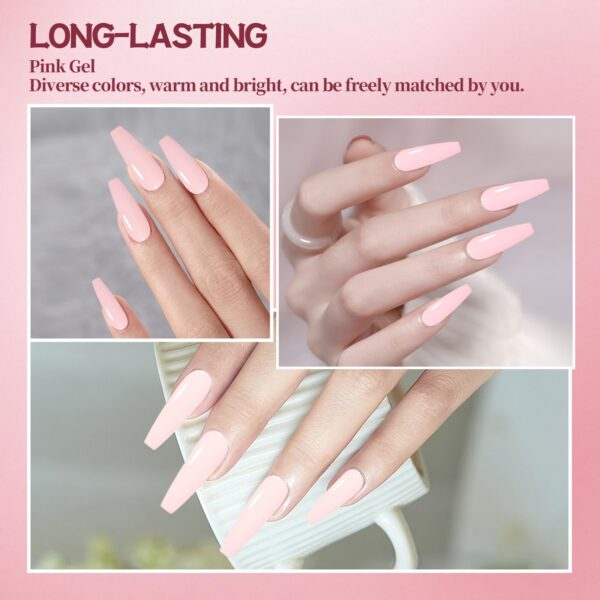 Version 1.0.0 ADHERE 7pcs Nude Pink Gel Polish Kit with Brush, UV LED Gel Nail Polish, Soak Off Nail Varnish Gel Polish for Manicure Salon DIY Design at Home