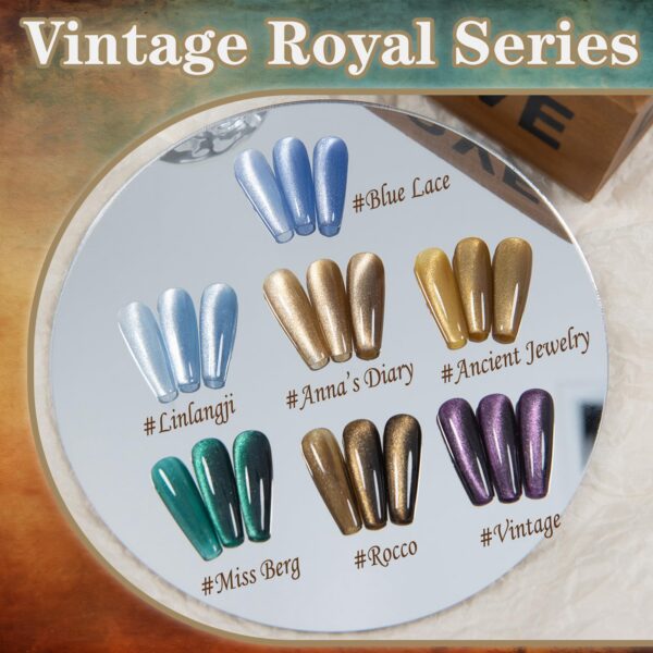 Version 1.0.0 ADHERE 12ml 6pcs Cat Eye Nail Gel Polish Set with Magnet - Green Brown Blue Purple Magnetic Gel Nail Varnish with Glitter Shimmering Sparkle Colors Magnetic Effects