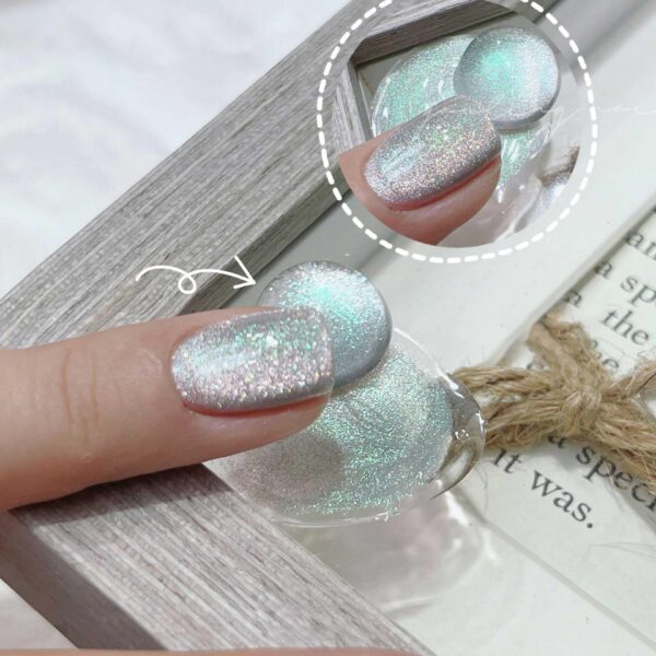 Version 1.0.0 ADHERE 5pcs Cat Eye Gel Kit with Brush + Magnetic Stick, Cat Eye Gel Polish Holographic Glitter UV LED Nail Varnish for Nail Salon DIY Design