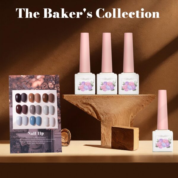 Version 1.0.0 ADHERE 12ml 9pcs Nail Polish Kit, Beige Blue Brown UV LED Gel Nail Polish, Soak Off Nail Varnish Gel Polish for Manicure Salon DIY Design at Home