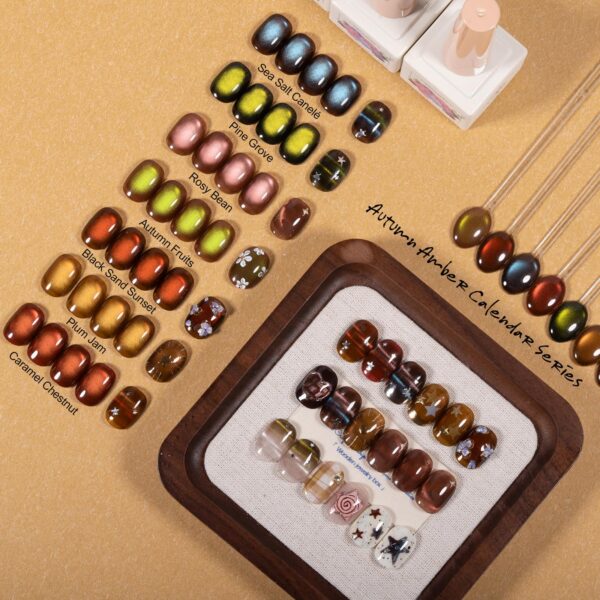 Version 1.0.0 ADHERE 12ml x7 Magnetic Gel Kit with Magnetic Stick, Brown Red Blue Green Orange Cat Eye Gel Polish Holographic Glitter UV LED Nail Varnish for Nail Salon DIY Design