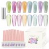 Version 1.0.0 Adhere 12ml 8pcs Candy Color Cat Eye Gel Nail Polish Kit with Magnet - Cat Eye Nail Polish Gel para uñas Glitter Shining Magnetic Varnish, UV/LED Needed