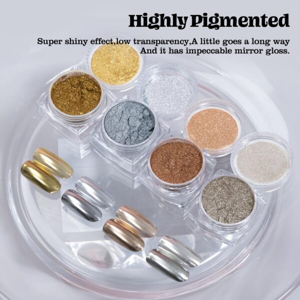 Version 1.0.0 ADHERE Metallic Chrome Mirror Powder Nail Art Kit - Magic Metallic Mirror Finish & Mirror-Like Effect | Non-Toxic, Salon-Quality, DIY Gel Nail Supplies