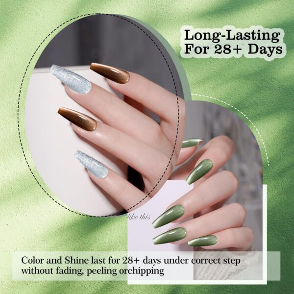 Version 1.0.0 Adhere 12ml 6pcs Magnetic Cat Eye Nail Gel Polish Kit - Brown Green Blue White Gel Nail Varnish para uñas Glitter Shining, UV/LED Needed