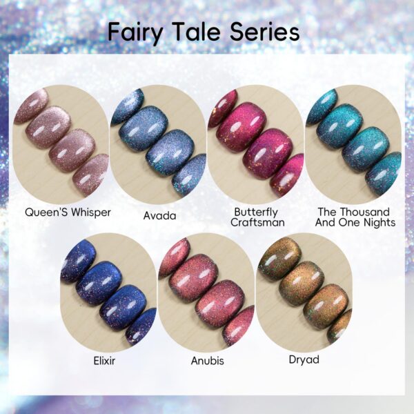 Version 1.0.0 ADHERE 7pcs 12ml Magnetic Cat Eye Nail Polish Gel Polish Set with Magnetic Stick, Soak Off UV Pink Blue Purple Brown Glitter Phantom Magnetic Gel Nail Varnish