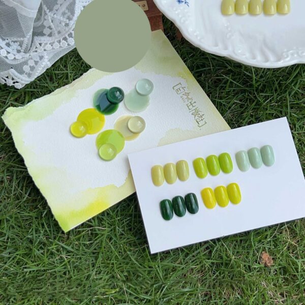 Version 1.0.0 ADHERE 12ml x 5pcs Green Gel Polish Kit, UV LED Gel Nail Polish, Soak Off Nail Varnish Gel Polish for Manicure Salon DIY Design at Home