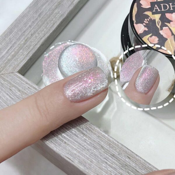 Version 1.0.0 ADHERE 5pcs Cat Eye Gel Kit with Brush + Magnetic Stick, Cat Eye Gel Polish Holographic Glitter UV LED Nail Varnish for Nail Salon DIY Design