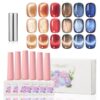Version 1.0.0 ADHERE 12ml 6pcs Cat Eye Gel Nail Polish Kit with Magnetic Stick, Cat Eye Gel Polish Holographic Glitter UV LED Nail Varnish for Nail Salon DIY Design